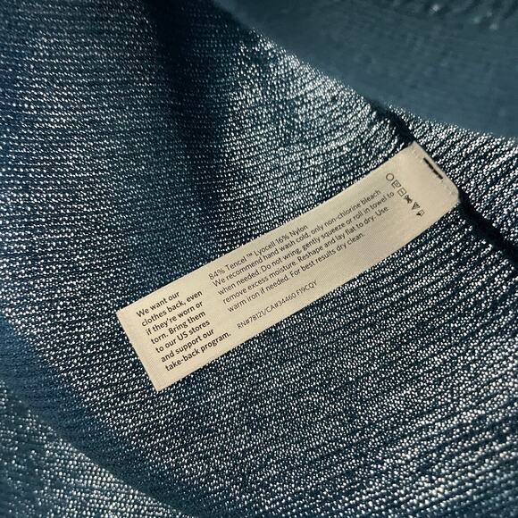 Eileen Fisher Tencel Cardigan Sweater Womens Medium Blue Ribbed Open Front - Picture 9 of 9